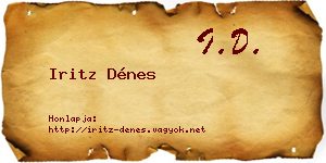 Iritz Dénes névjegykártya